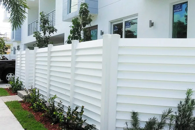 PVC fence screening a pool area