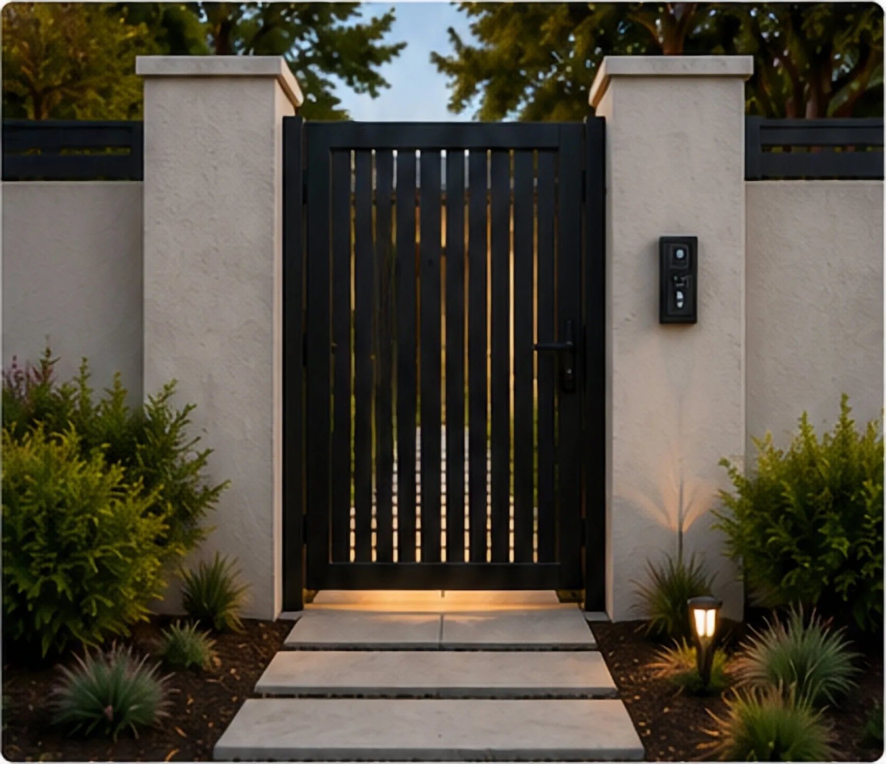 Close detail of a pedestrian gate installation